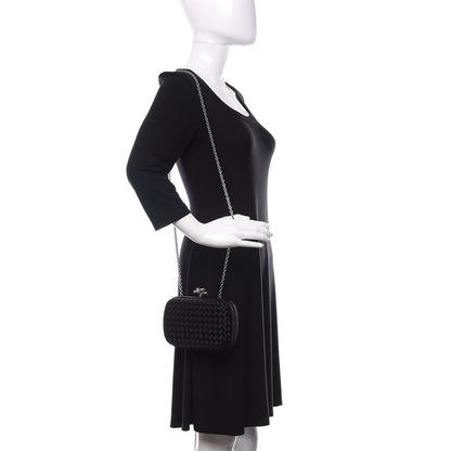 Bottega Veneta Satin Intreccio Impero Chain Knot Clutch Black 2 of 8