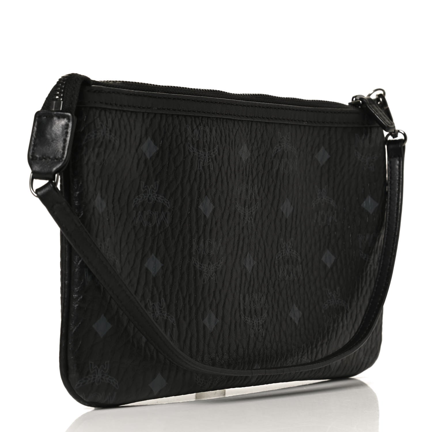 MCM Visetos Anya Shopper Tote Pouch Black 2 of 10