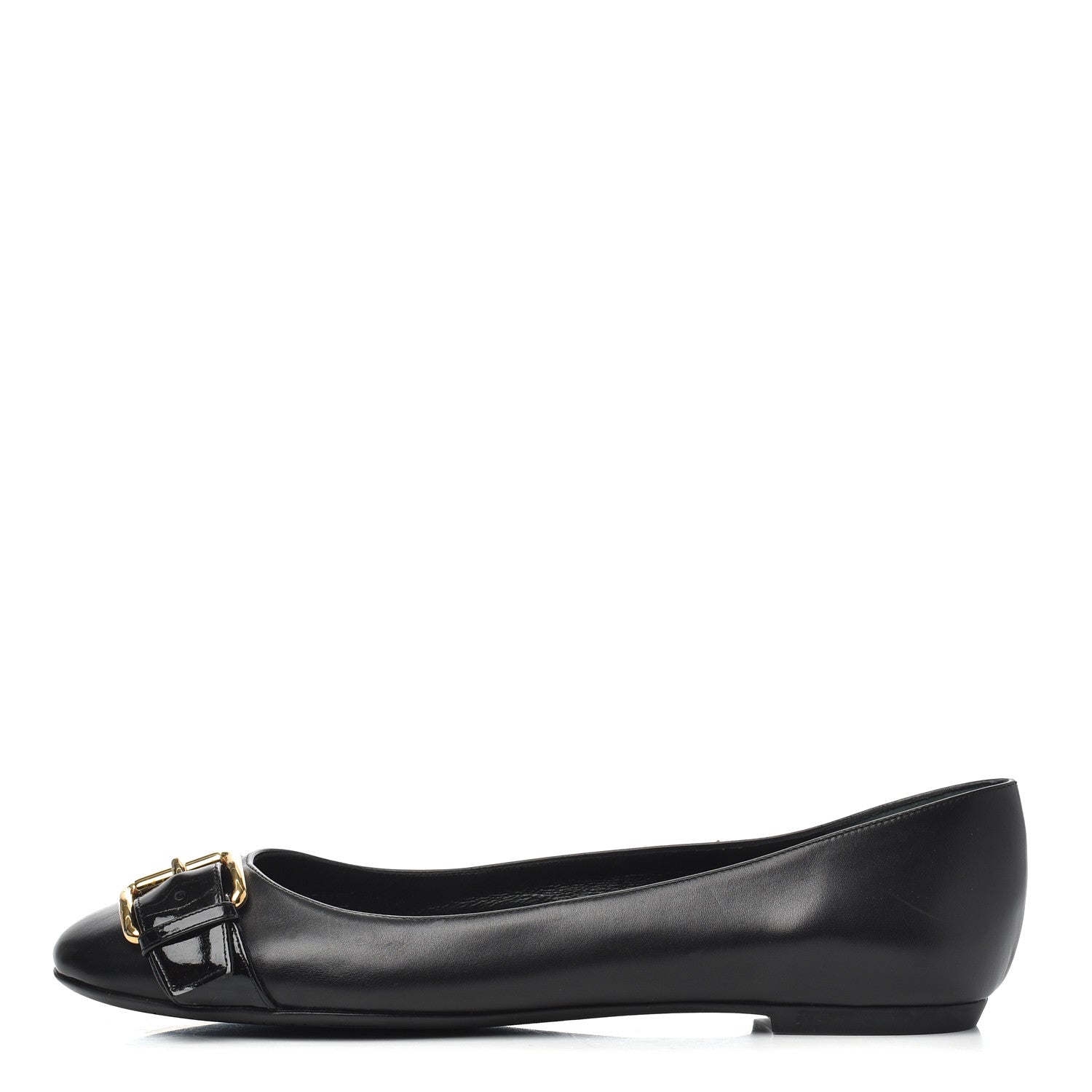 Louis Vuitton Calfskin Buckle Ballerina Flats 38.5 Black 1 of 15