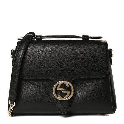 Gucci Dollar Calfskin Interlocking G Top Handle Shoulder Bag Black 1 of 13