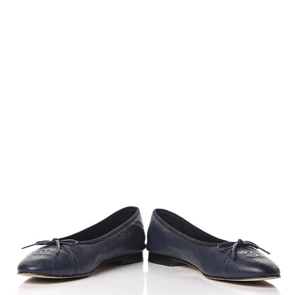 Chanel Caviar CC Cap Toe Ballerina Flats 41 Navy 5 of 17