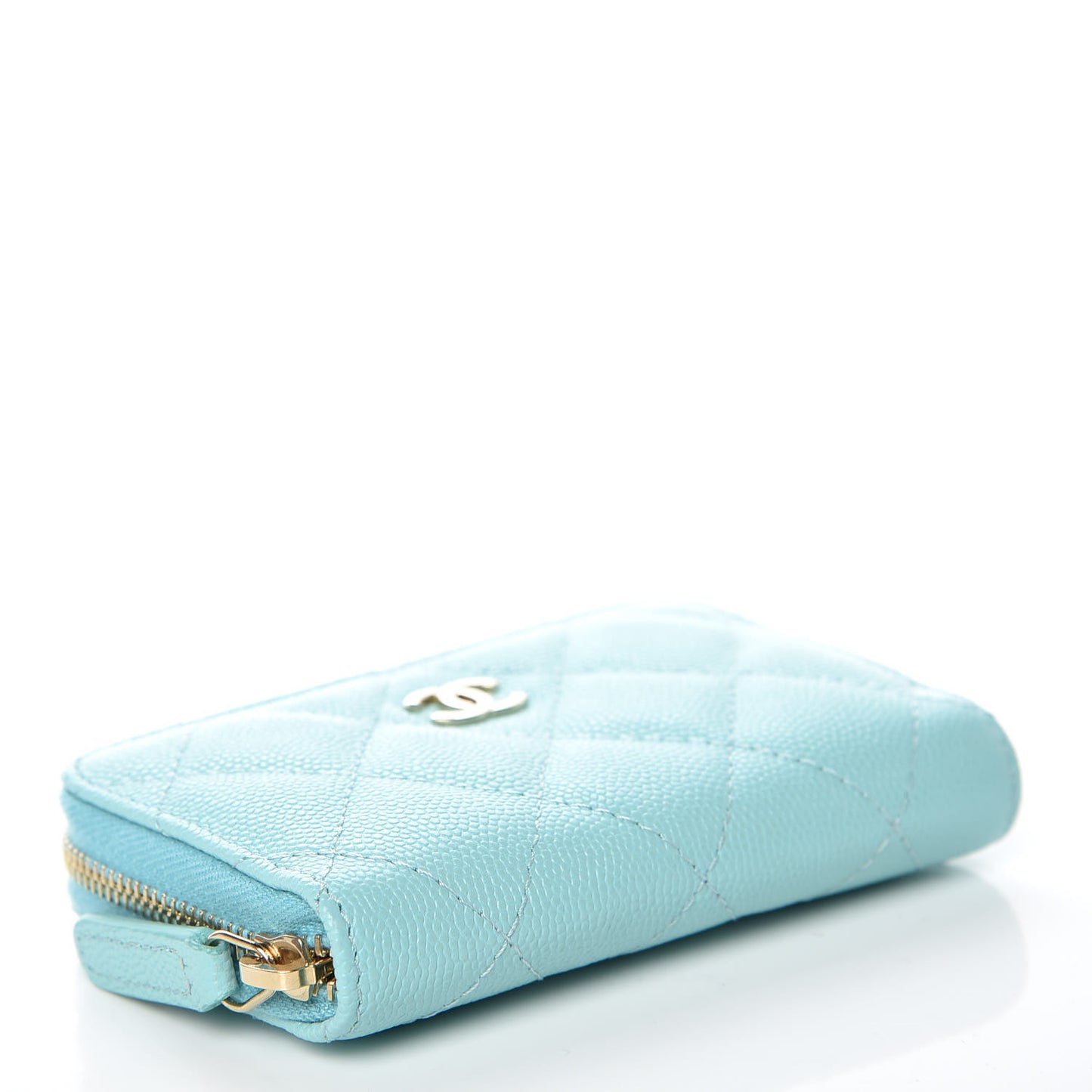 Caviar Quilted Zip Coin Purse Light Blue