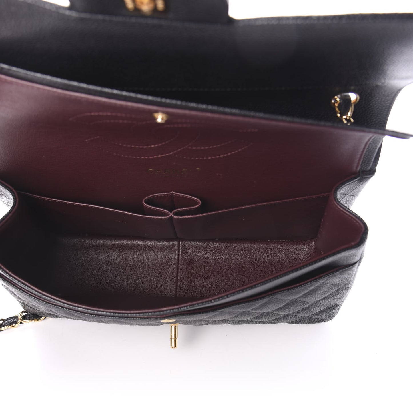 Caviar Quilted Jumbo Double Flap Black