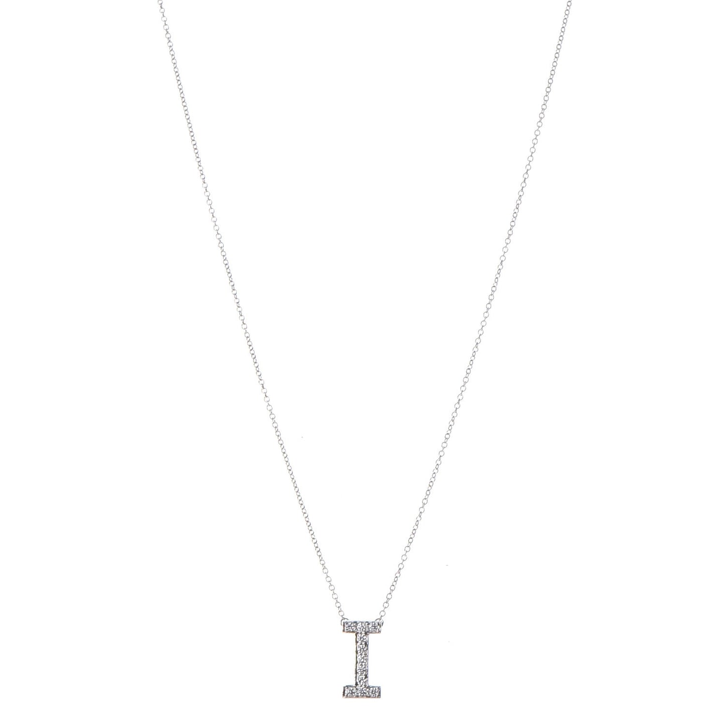 Platinum Diamond Letters I Pendant Necklace