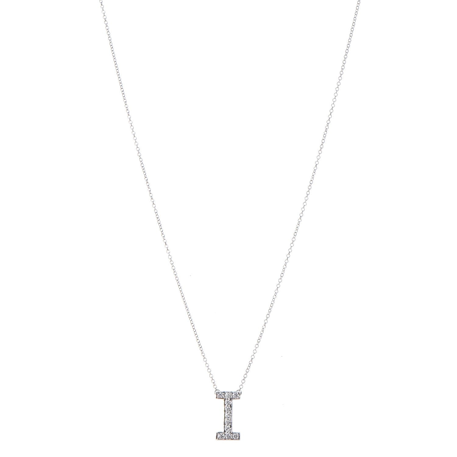 Tiffany Platinum Diamond Letters I Pendant Necklace 1 of 7