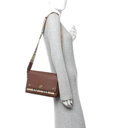 Burberry Calfskin Vintage Check Note Crossbody Bag Tan 2 of 13