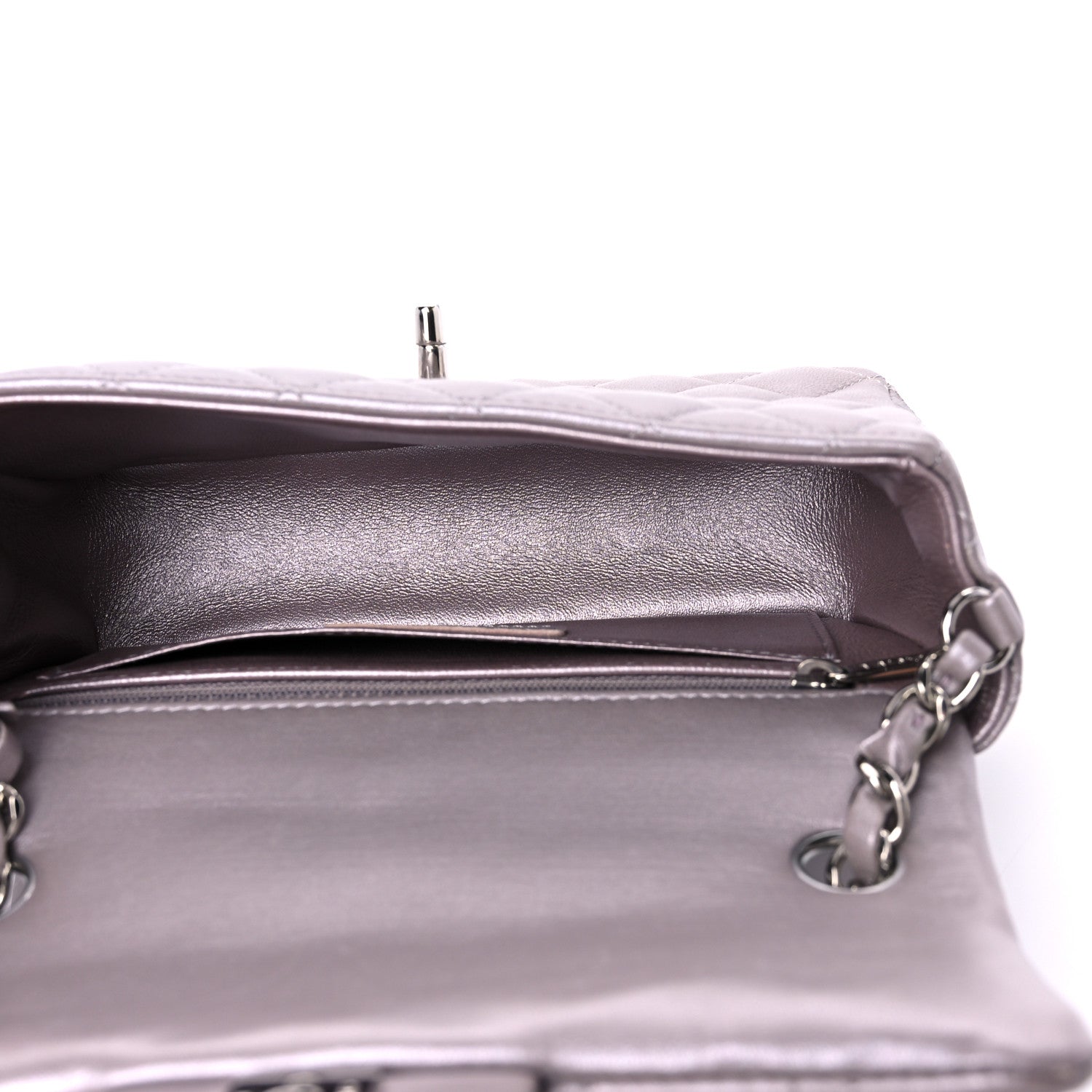 Chanel Metallic Lambskin Quilted Mini Rectangular Flap Light Silver 4 of 8