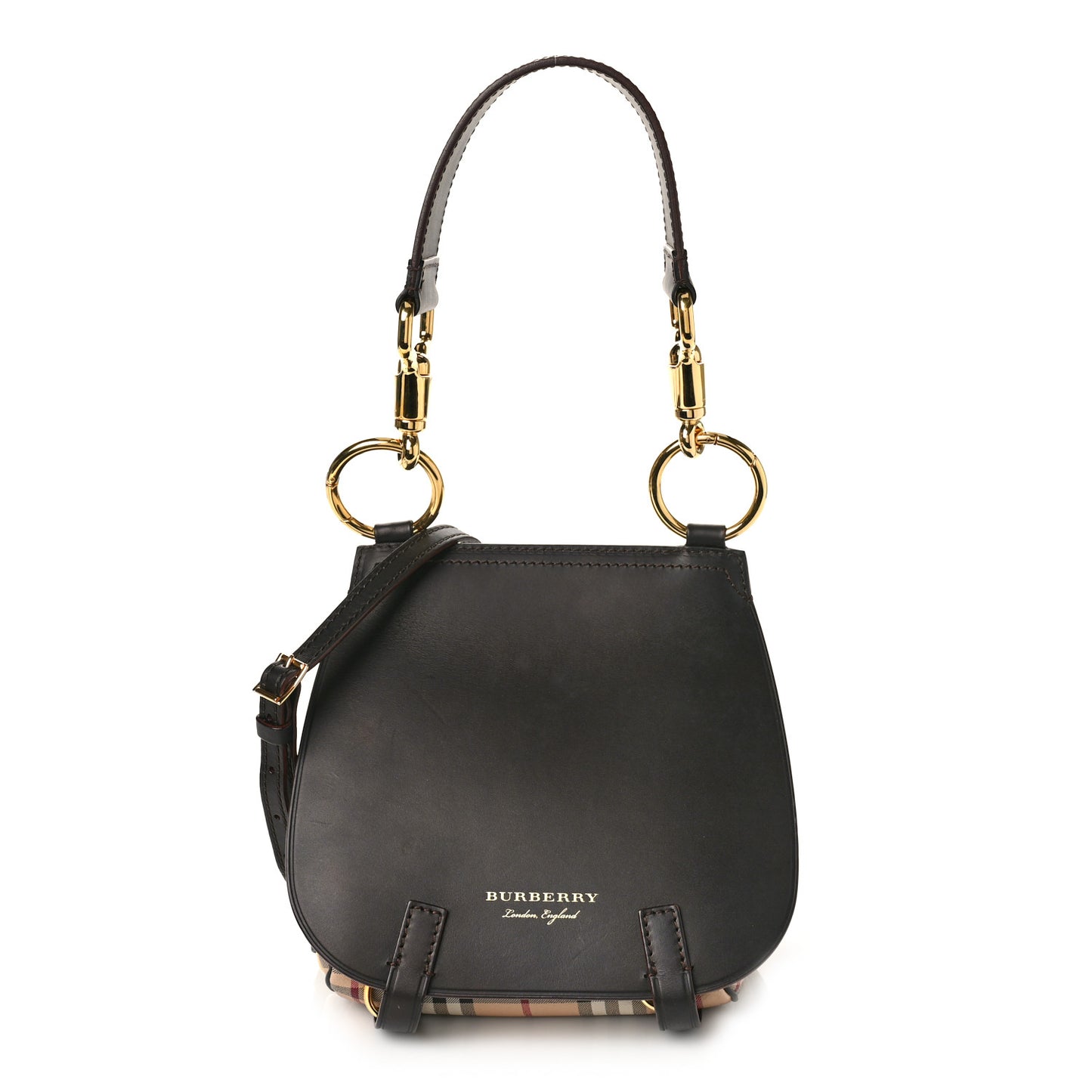 Haymarket Check Large Bridle Saddle Bag Dark Clove Brown