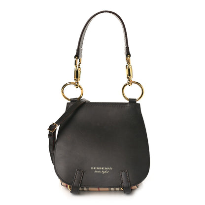 Burberry Haymarket Check Large Bridle Saddle Bag Dark Clove Brown 1 of 10