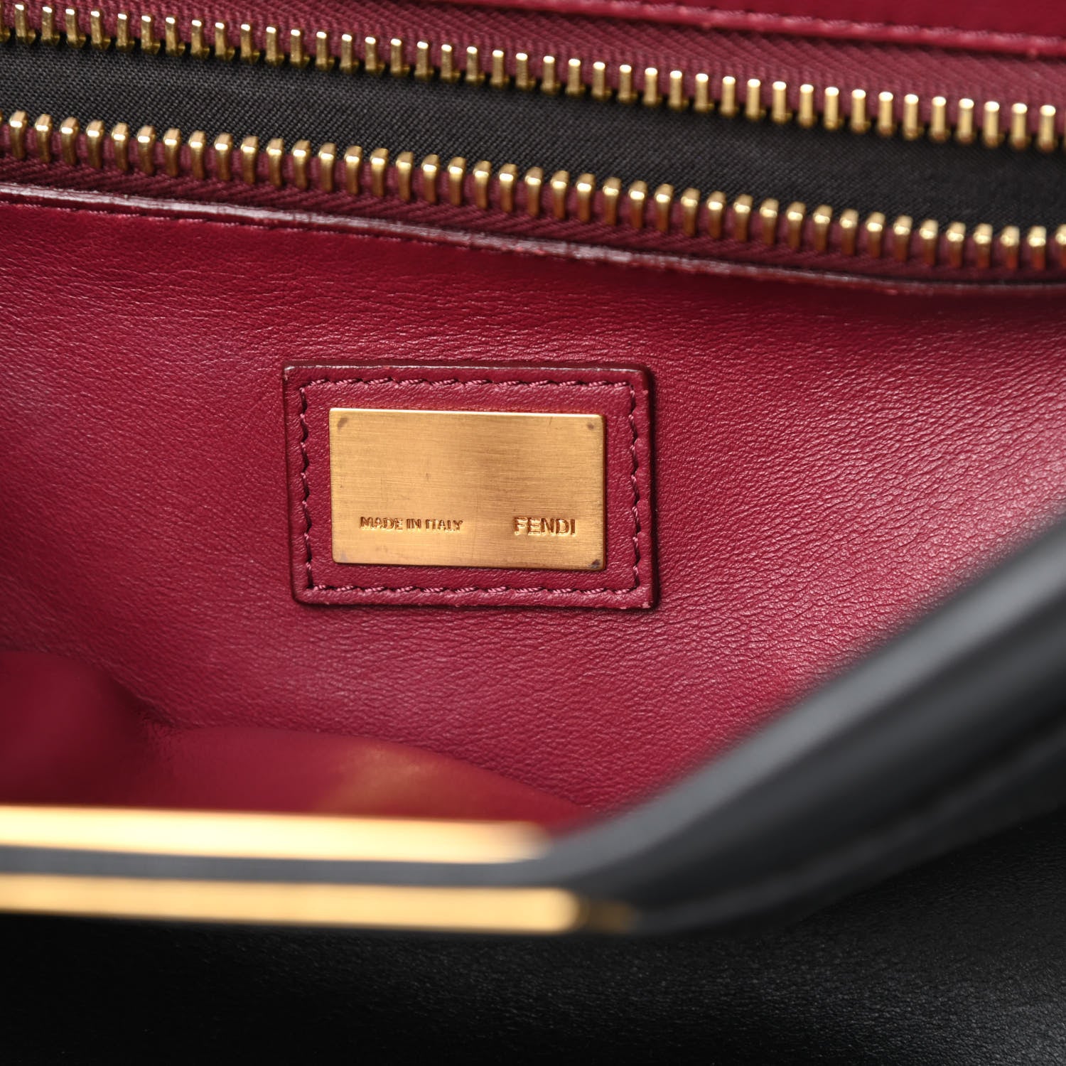 Fendi Vitello Morgan Shiny Nappa Medium Peekaboo Iconic Satchel Black Ciliegia 8 of 13