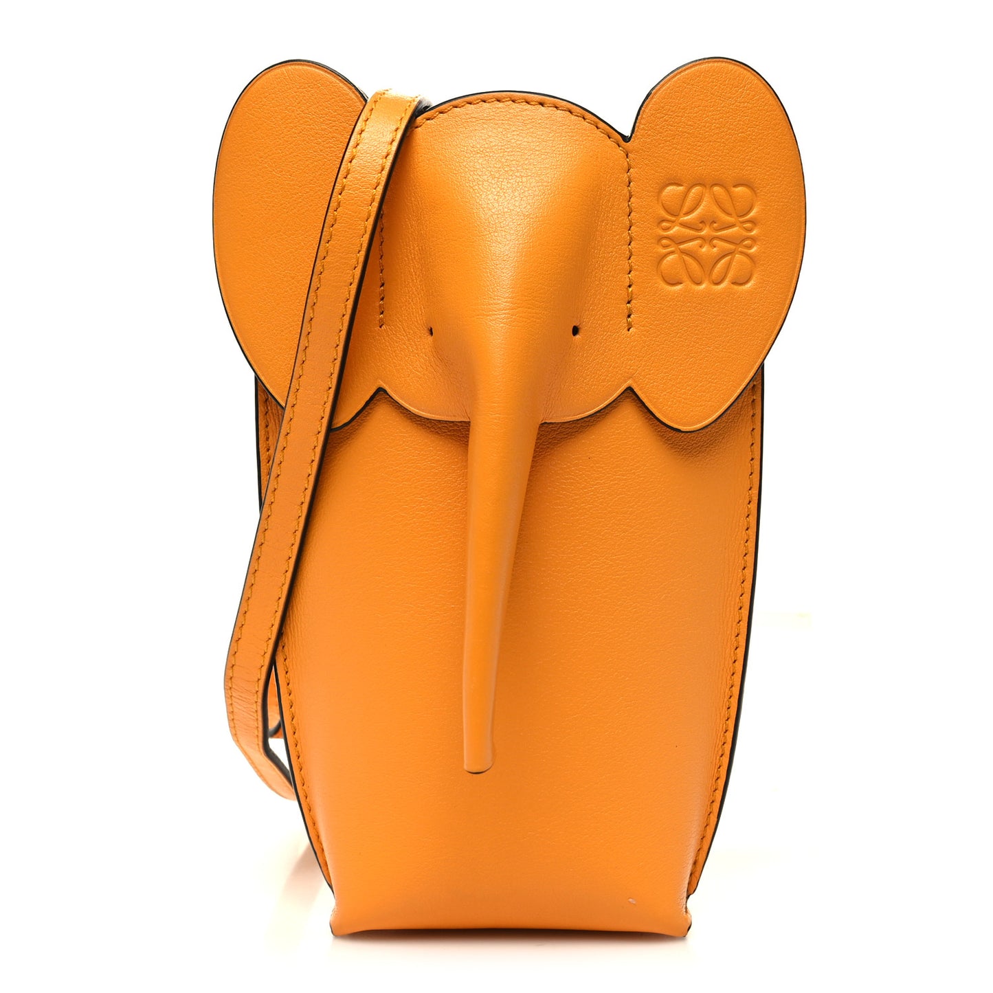 Calfskin Elephant Pouch Crossbody Bag Mandarin