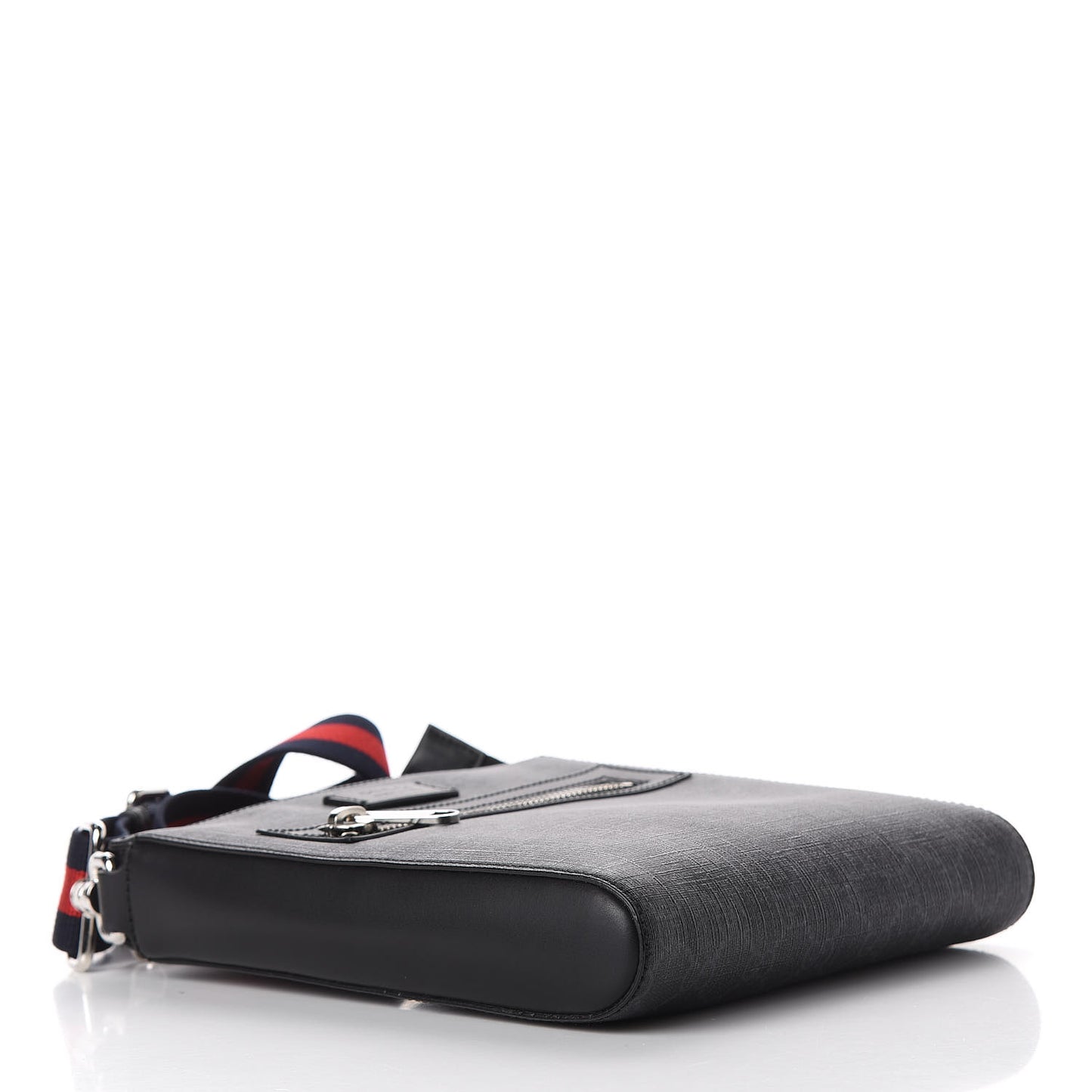 GG Supreme Monogram Web Small Flat Messenger Bag Black Grey