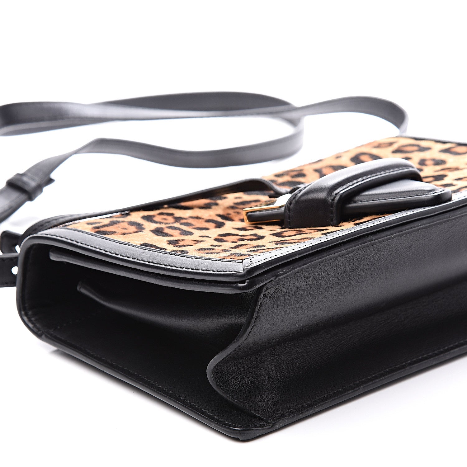 Loewe Calfskin Pony Hair Leopard Print Medium Barcelona Shoulder Bag Black 7 of 9