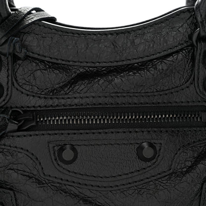 Balenciaga Agneau Arena Classic Black Hardware Mini City Black 9 of 11