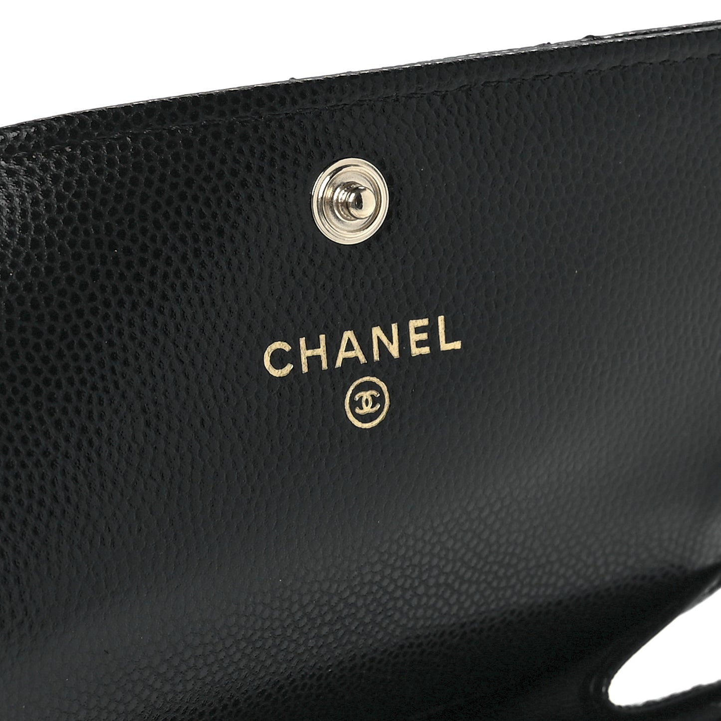 Caviar Quilted Crystal CC Flap Card Holder Black