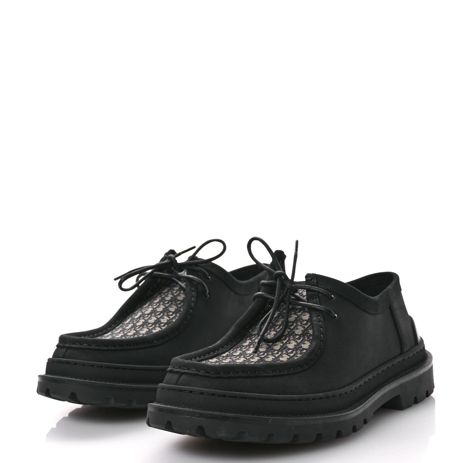 Christian Dior Nubuck Calfskin Oblique Explorer Boat Shoe 43 Black Beige 4 of 9