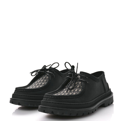 Christian Dior Nubuck Calfskin Oblique Explorer Boat Shoe 43 Black Beige 4 of 9