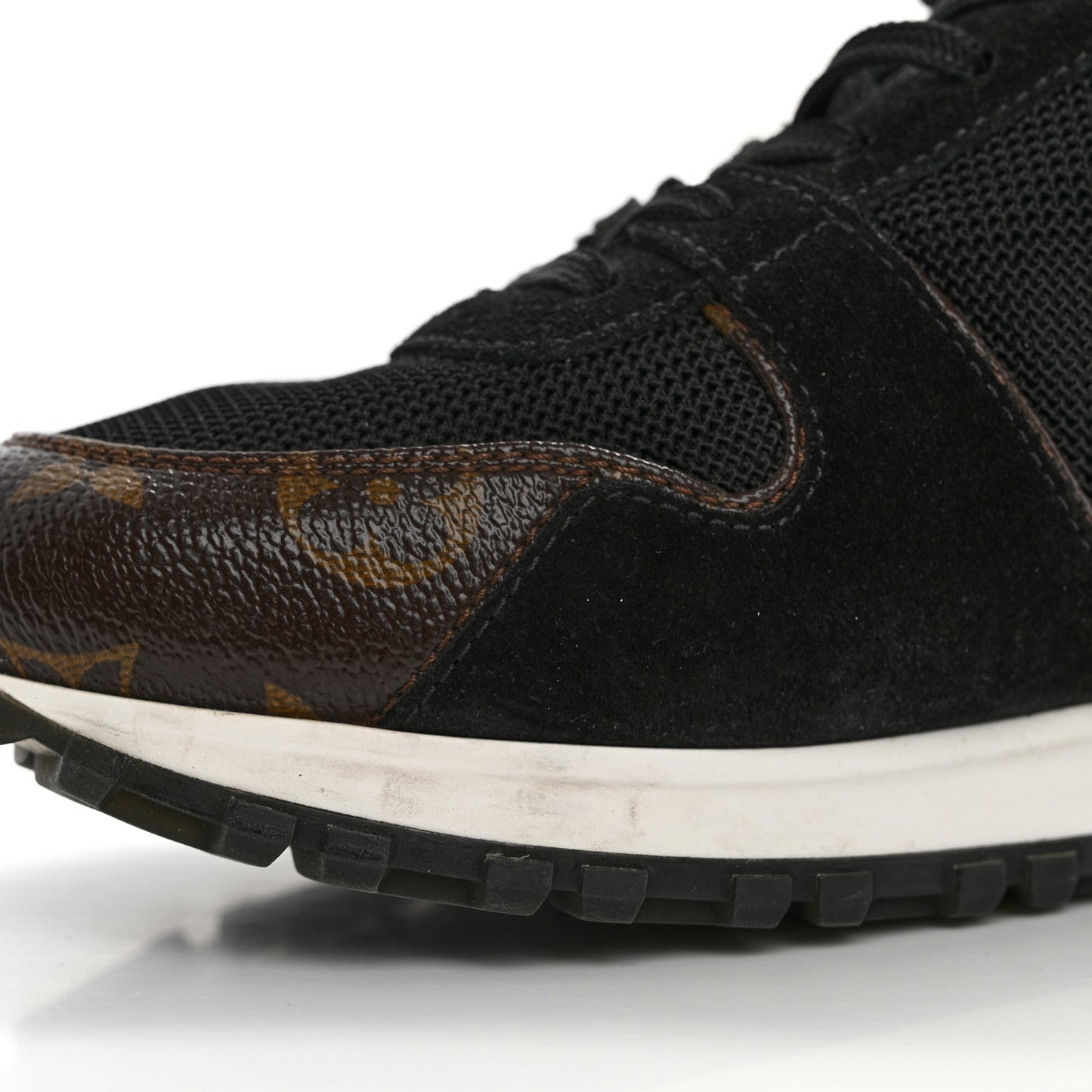 Suede Monogram Run Away Sneakers 37.5 Black