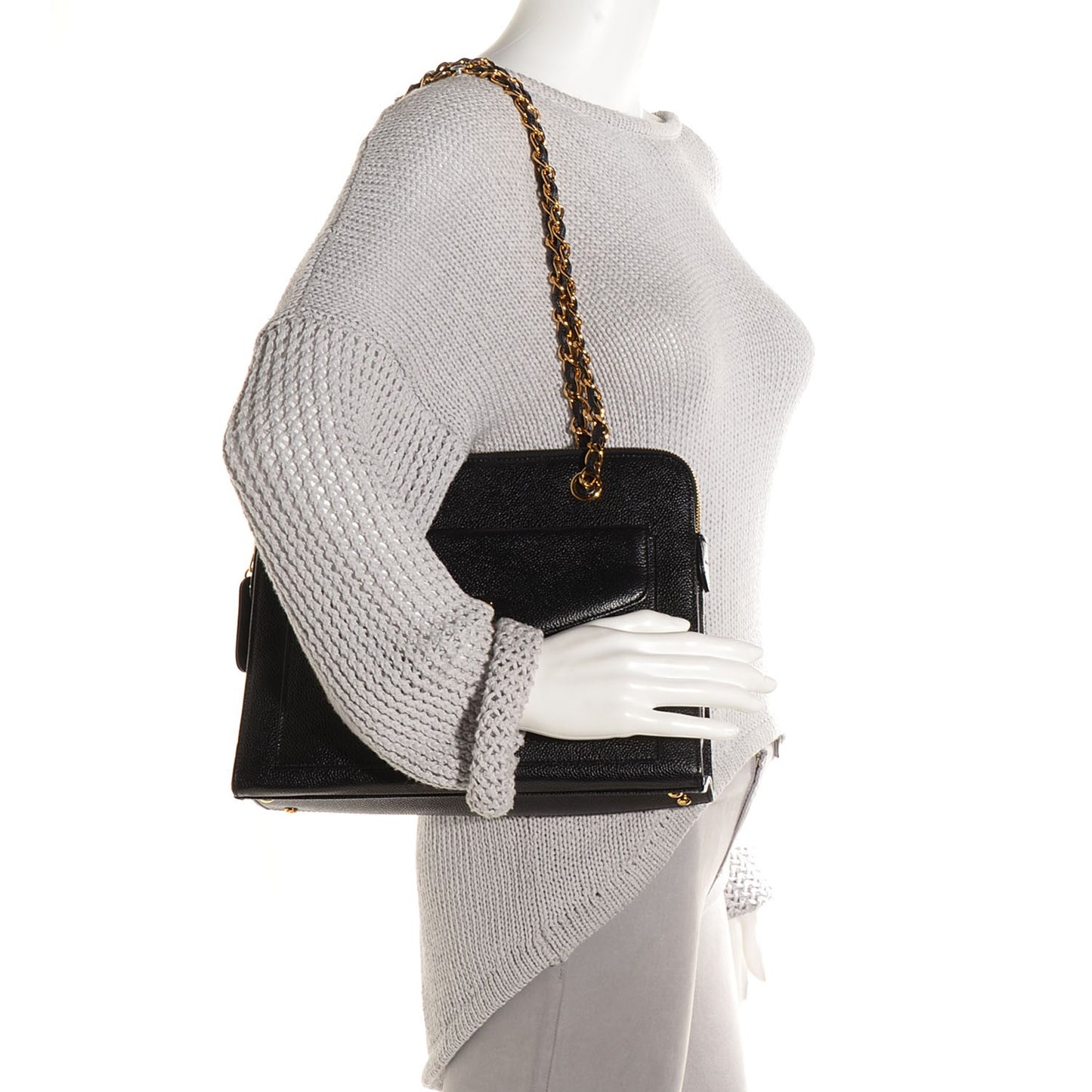 Caviar Flap Shoulder Bag Black