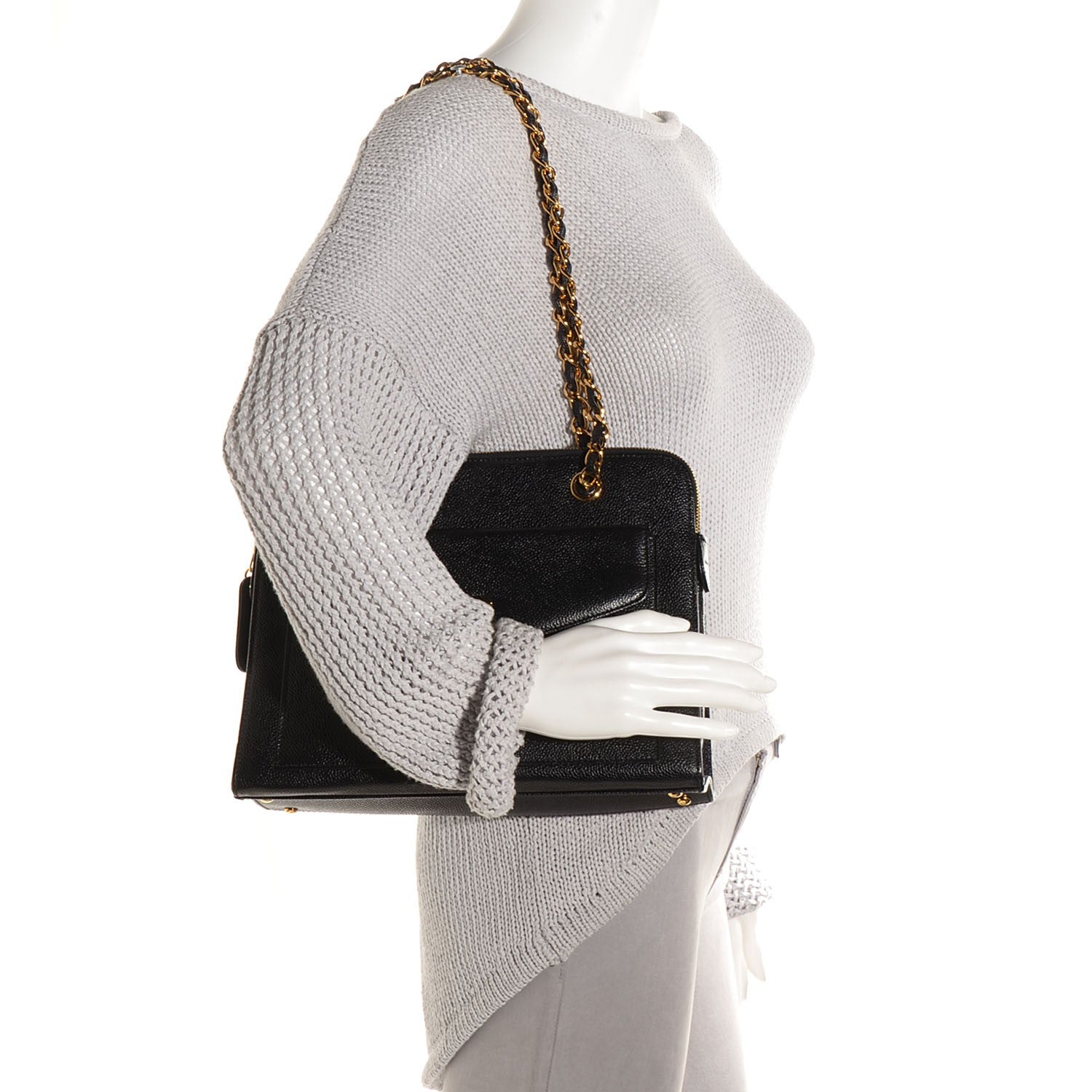 Chanel Caviar Flap Shoulder Bag Black 2 of 9