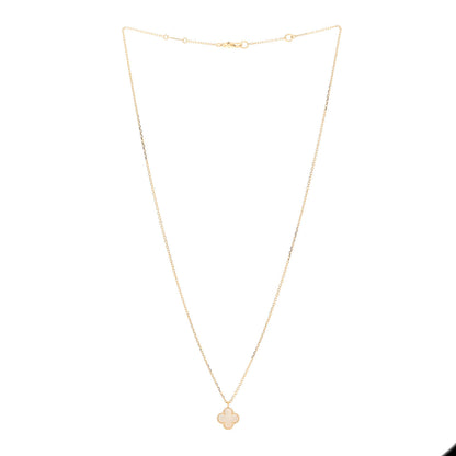 Van Cleef & Arpels 18K Yellow Gold Mother of Pearl Sweet Alhambra Pendant Necklace 3 of 4