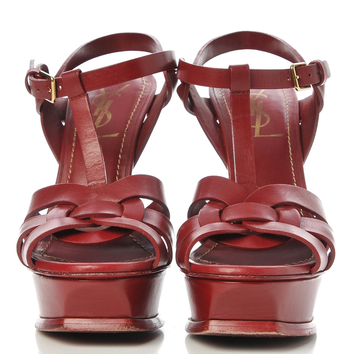 Calfskin Tribute 105 Platform Sandals 36.5 Deep Red