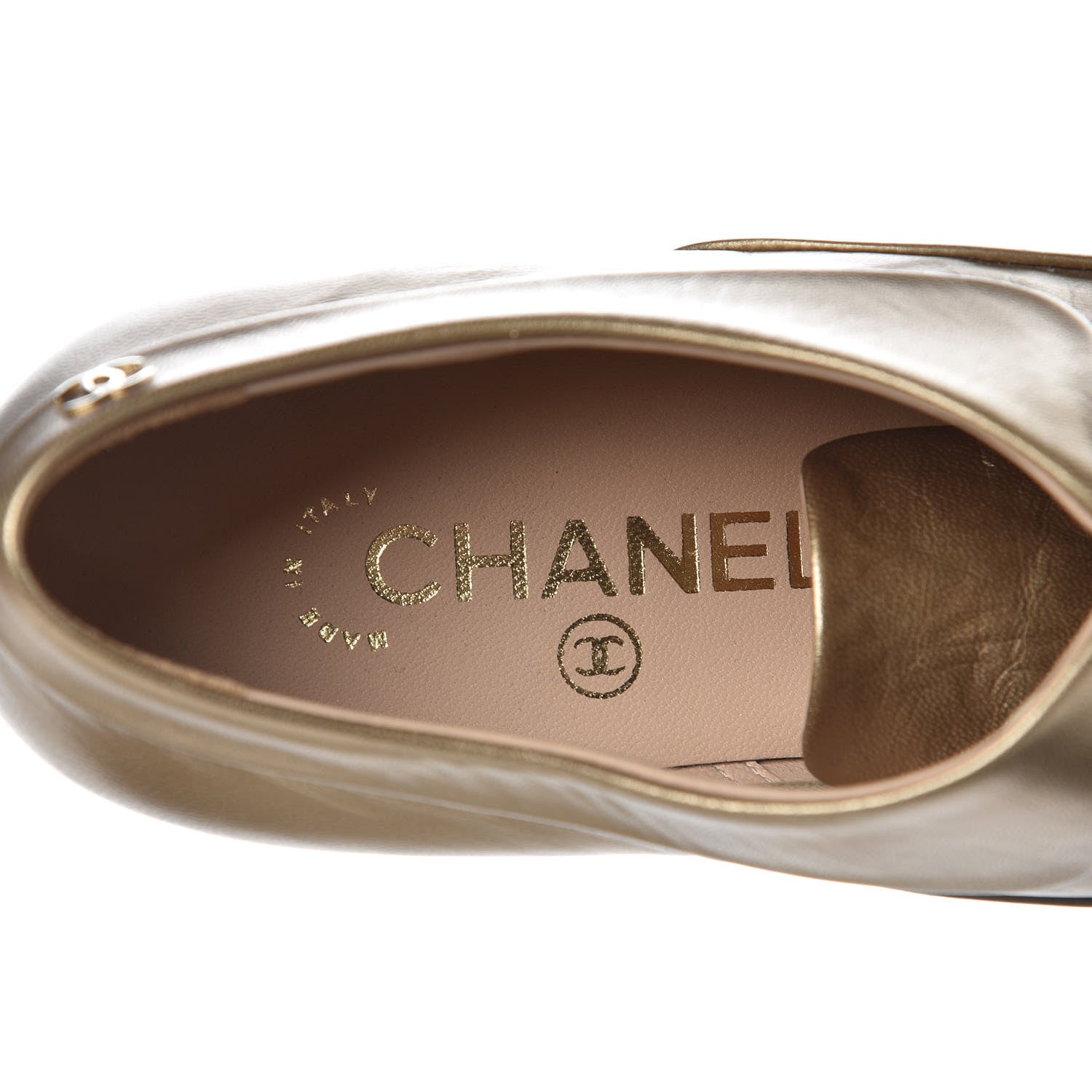 Chanel Goatskin CC Lace Up Oxfords 37 Dark Gold 6 of 10