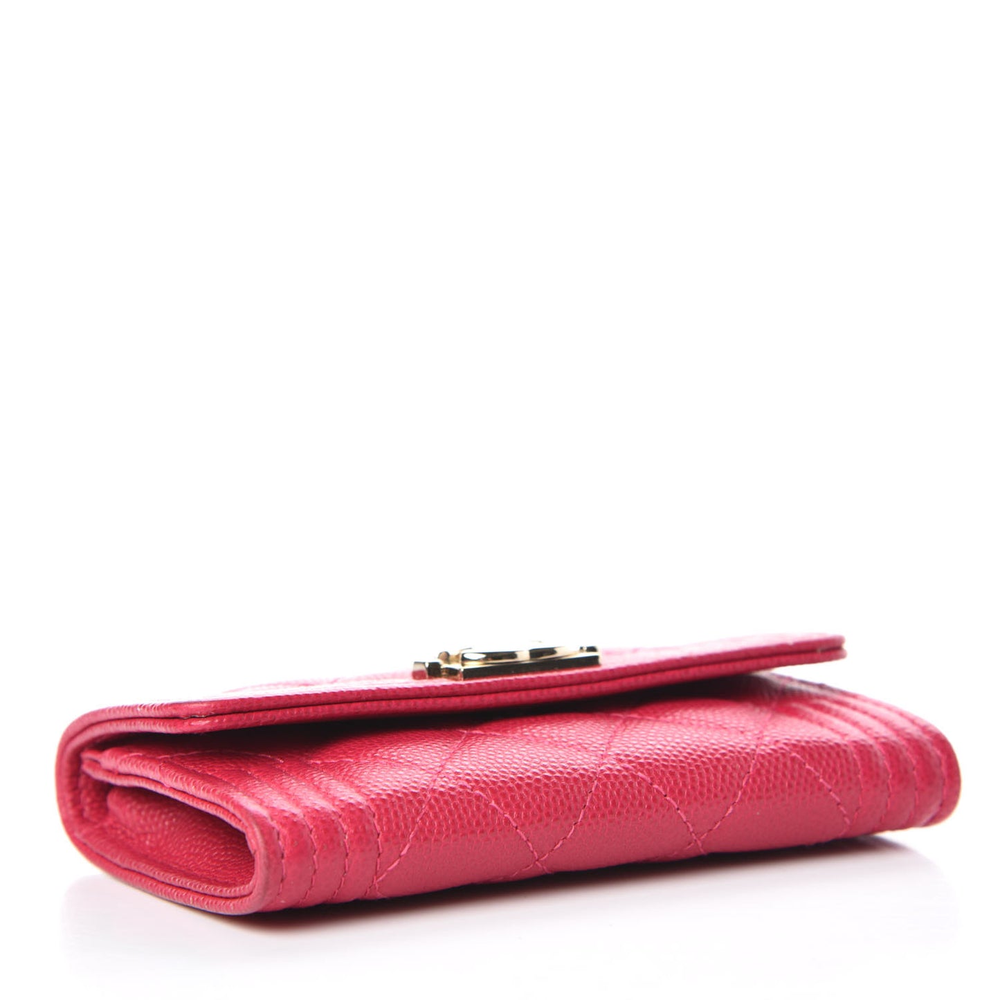 Caviar Quilted Boy Card Holder Wallet Fuchsia
