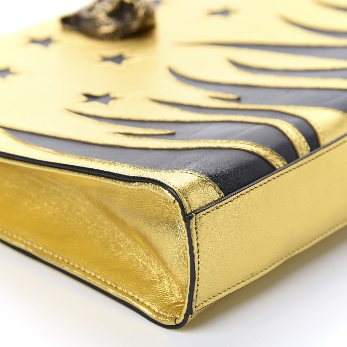 Calfskin Animalier Clutch Gold Black