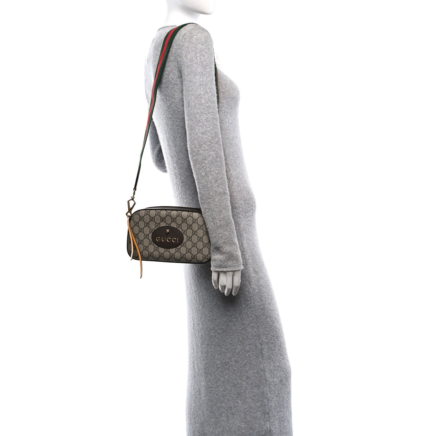Gucci GG Supreme Monogram Web Neo Vintage Shoulder Bag Beige New Acero Crop 2 of 11