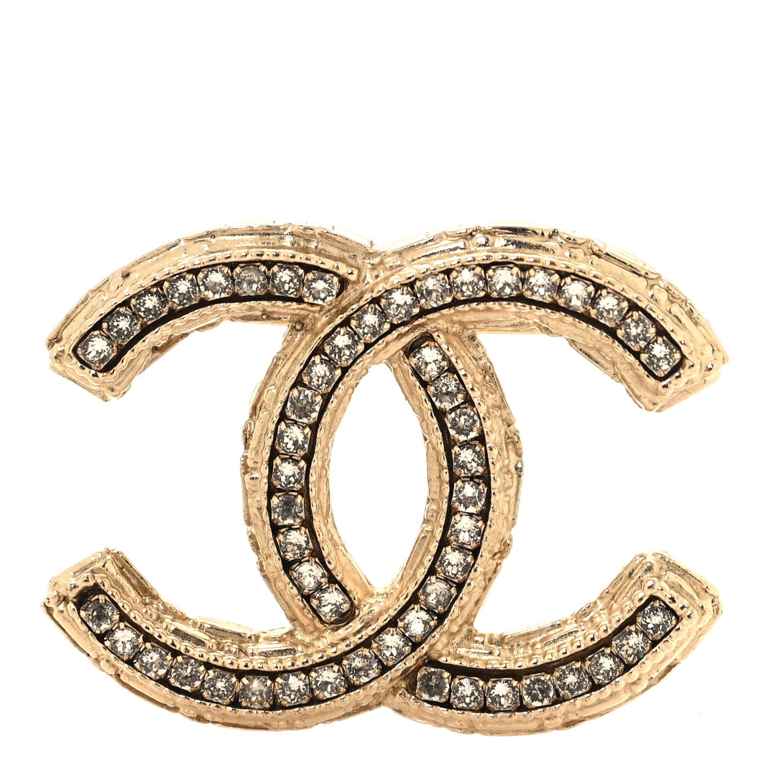 Chanel Metal Crystal Baguette CC Brooch Gold 1 of 4
