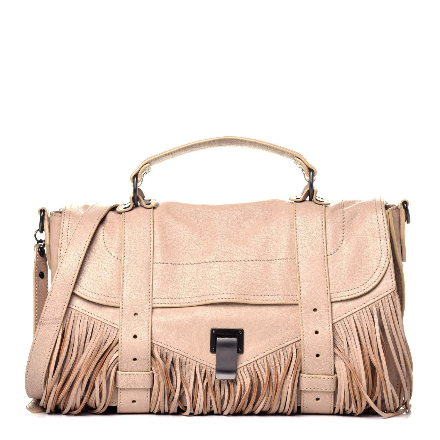 Proenza Schouler Lambskin Fringe Medium PS1 Satchel Nude 1 of 10