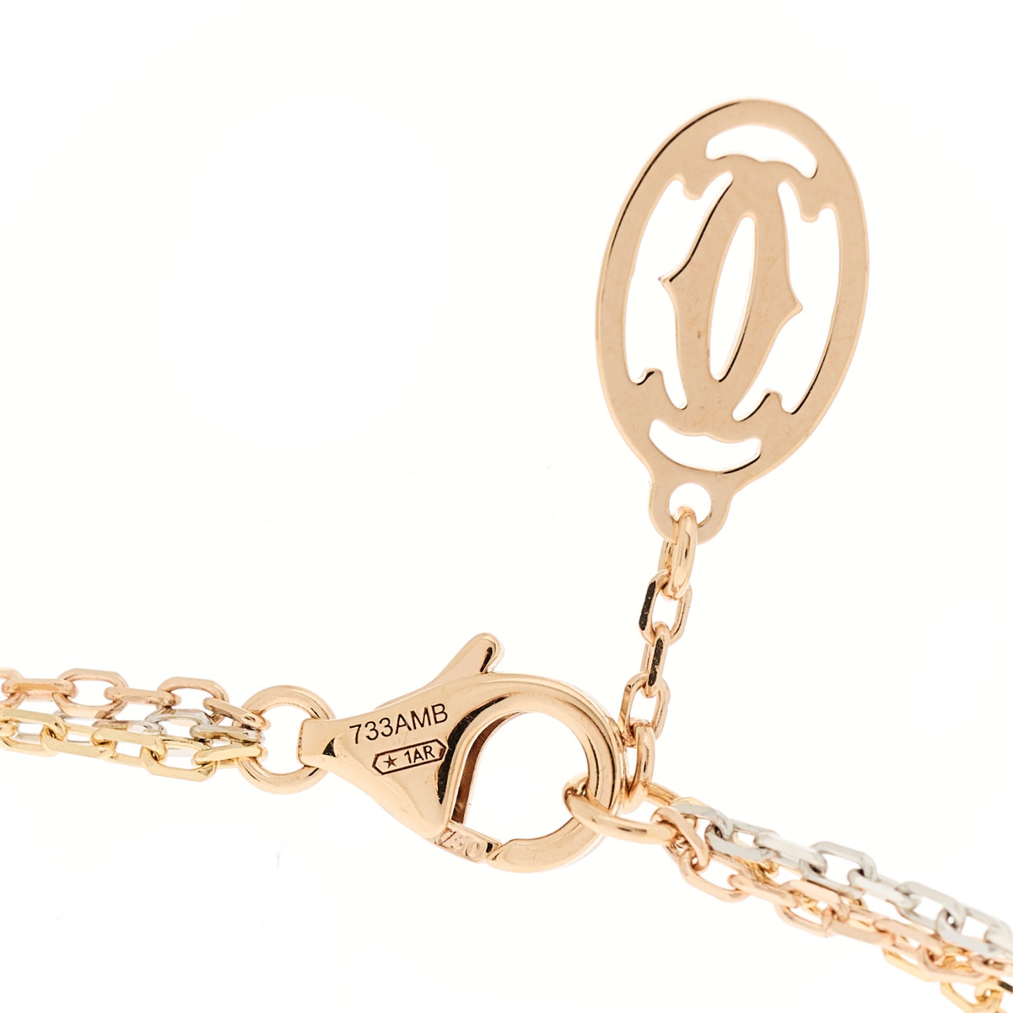 18K Pink Yellow White Gold Three Chain Necklace