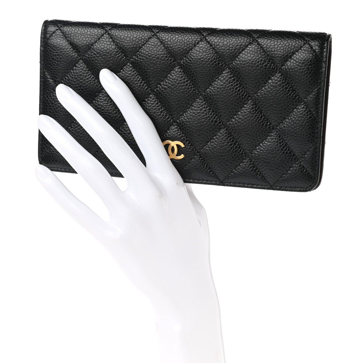 Chanel Caviar Quilted Yen Wallet Black 2 of 11