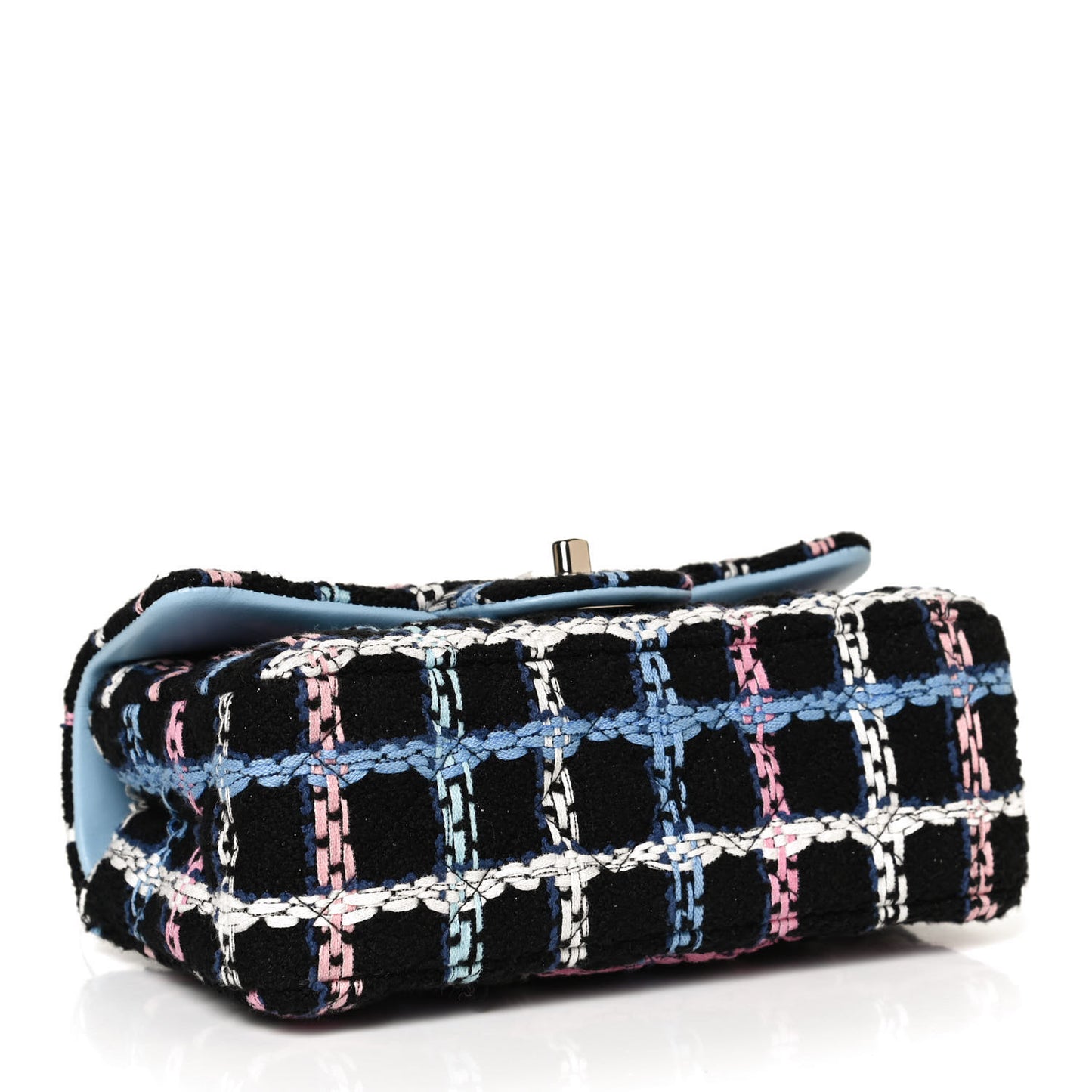 Tweed Quilted Mini Rectangular Flap Black Pink Blue Ecru
