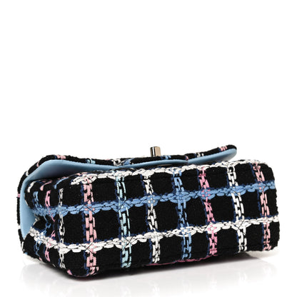 Chanel Tweed Quilted Mini Rectangular Flap Black Pink Blue Ecru 4 of 11