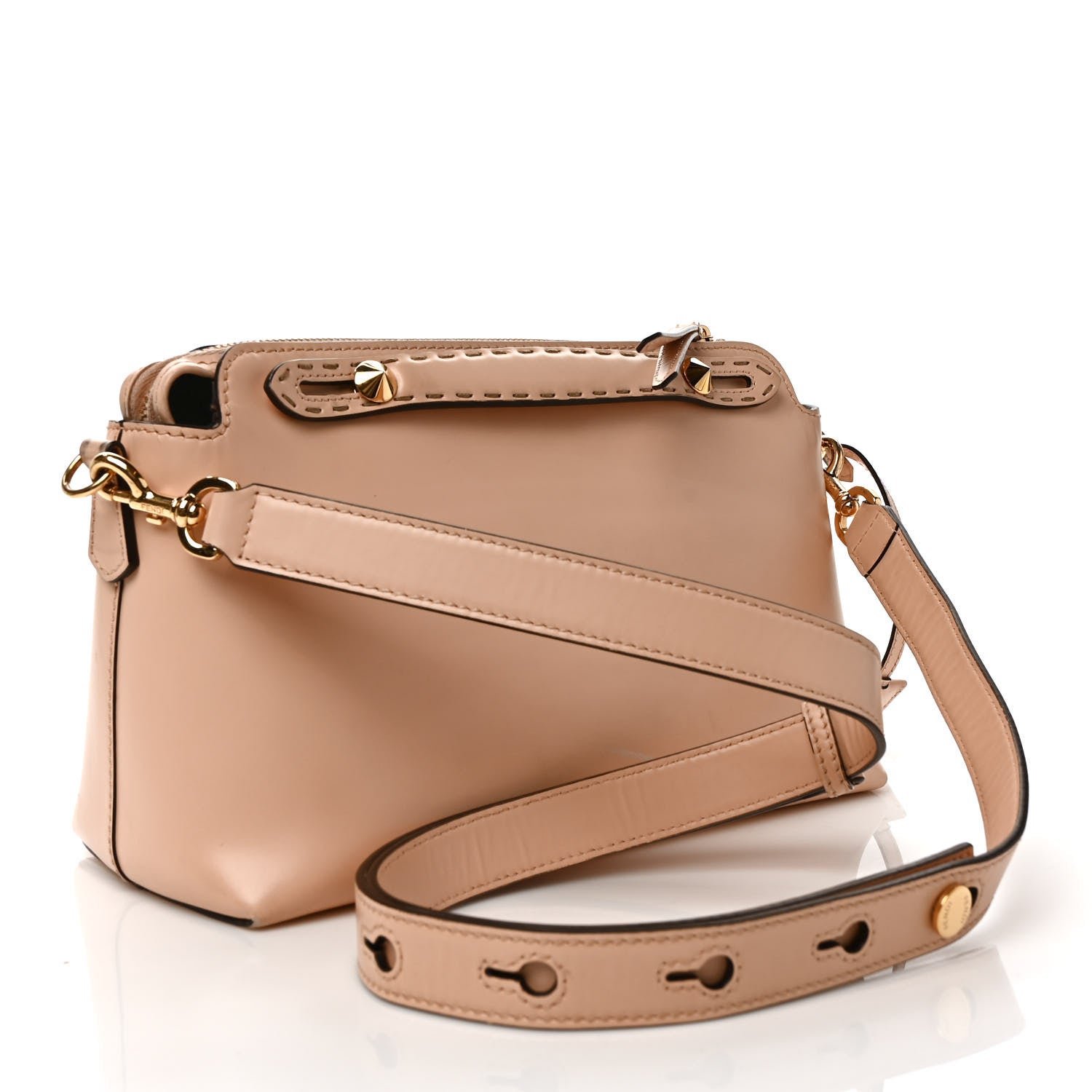Fendi Vitello King Logo Embossed Medium By The Way Boston Bag Light Rose 3 of 13