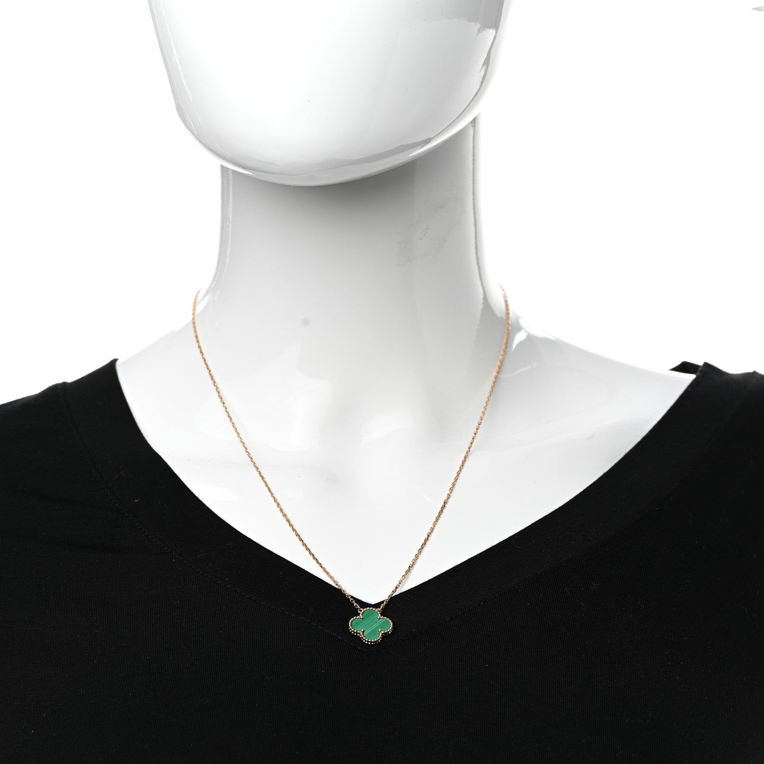Van Cleef & Arpels 18K Yellow Gold Malachite Vintage Alhambra Pendant Necklace 2 of 7