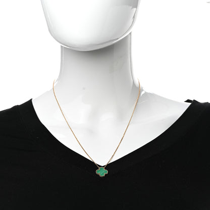 Van Cleef & Arpels 18K Yellow Gold Malachite Vintage Alhambra Pendant Necklace 2 of 7