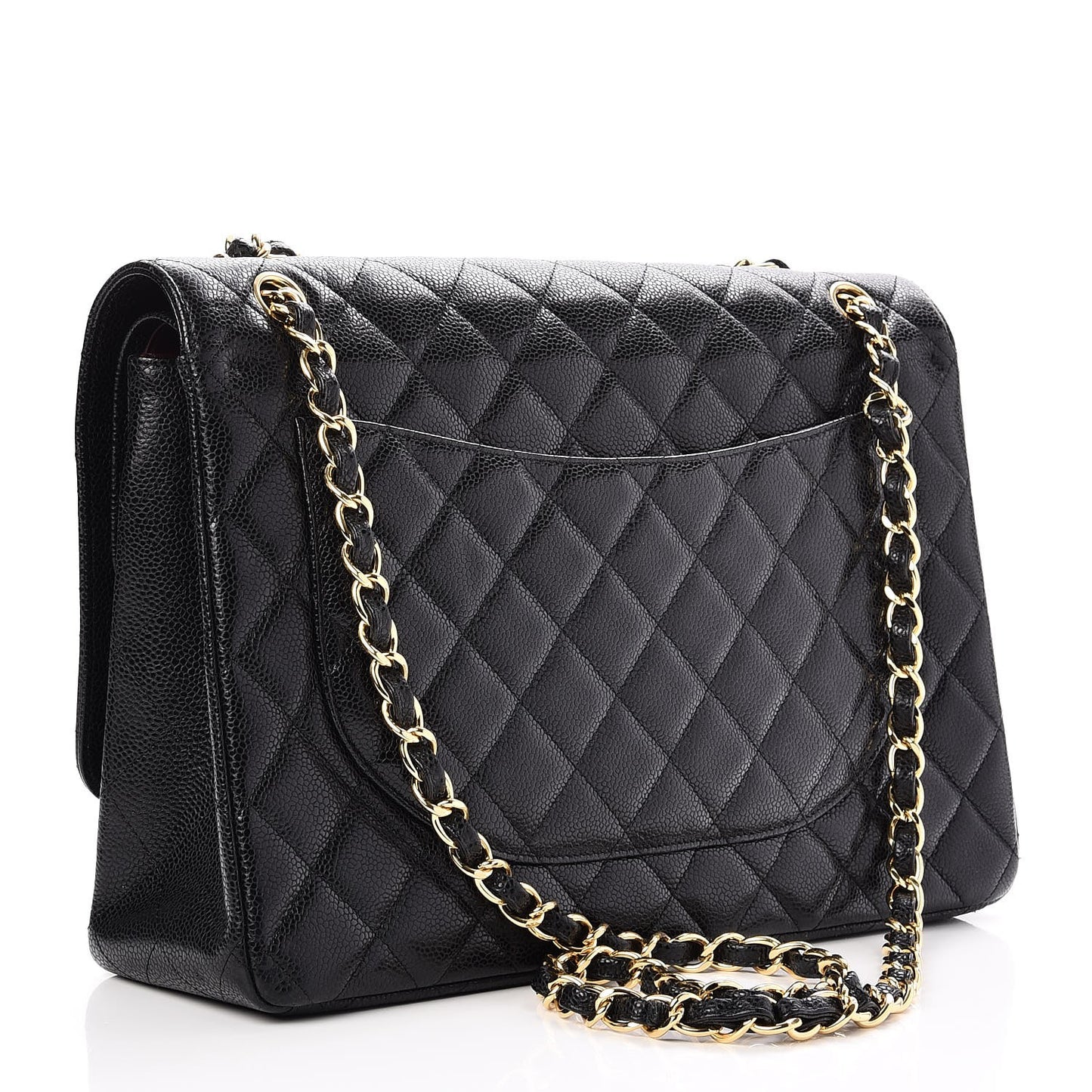 Caviar Quilted Maxi Double Flap Black