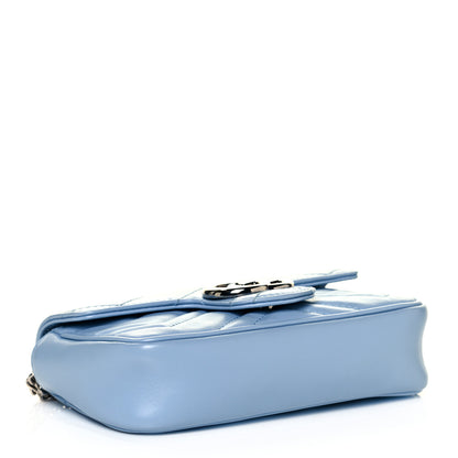 Gucci Calfskin Matelasse Super Mini GG Marmont Shoulder Bag Porcelain Light Blue 4 of 12