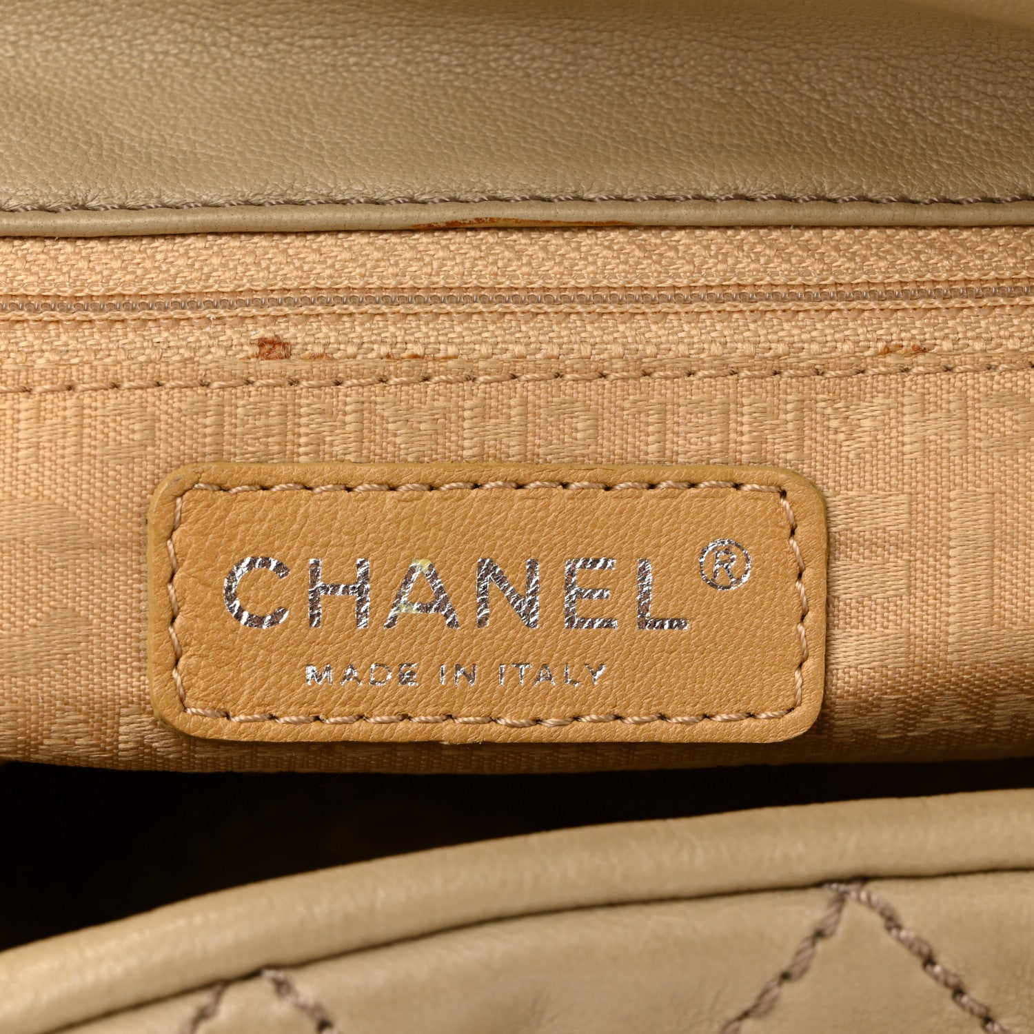 Chanel Lambskin Stitched Accordion Tote Beige 6 of 10