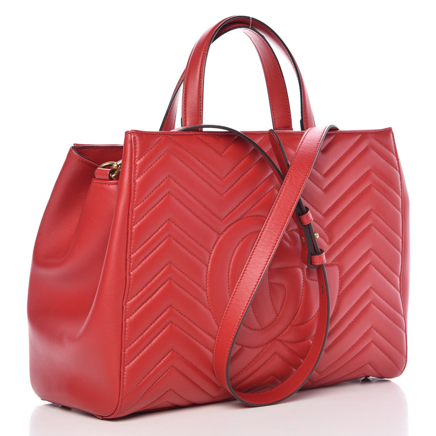 Calfskin Matelasse Medium GG Marmont Tote Hibiscus Red