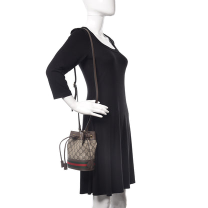Gucci GG Supreme Monogram Web Mini Ophidia Bucket Bag Brown 2 of 11