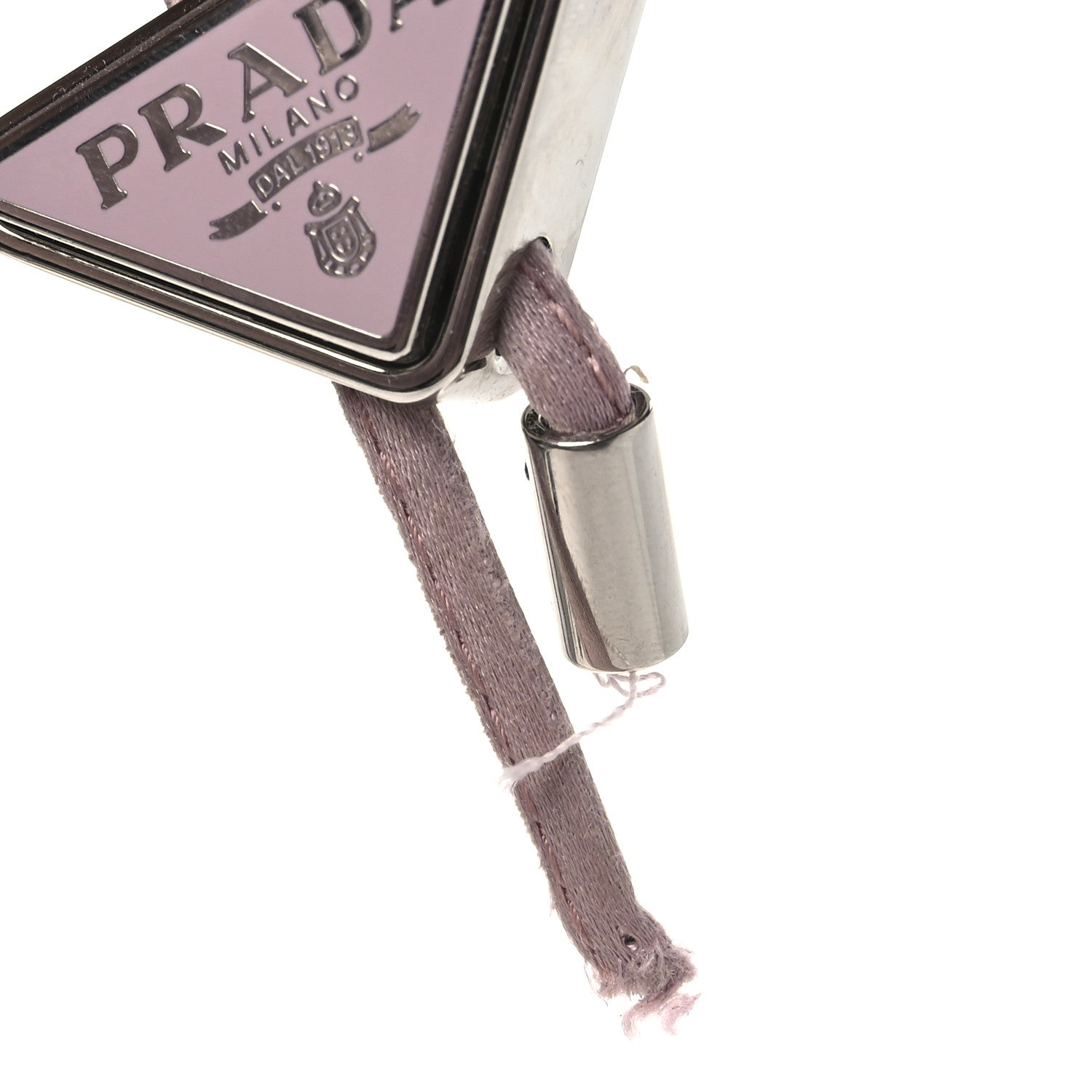 Prada Satin Crystal Metal Triangle Logo Mini Drawcord Pouch Shoulder Bag Alabastro 13 of 13