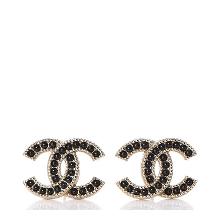 Chanel Bead CC Earrings Light Gold Black 1 of 6