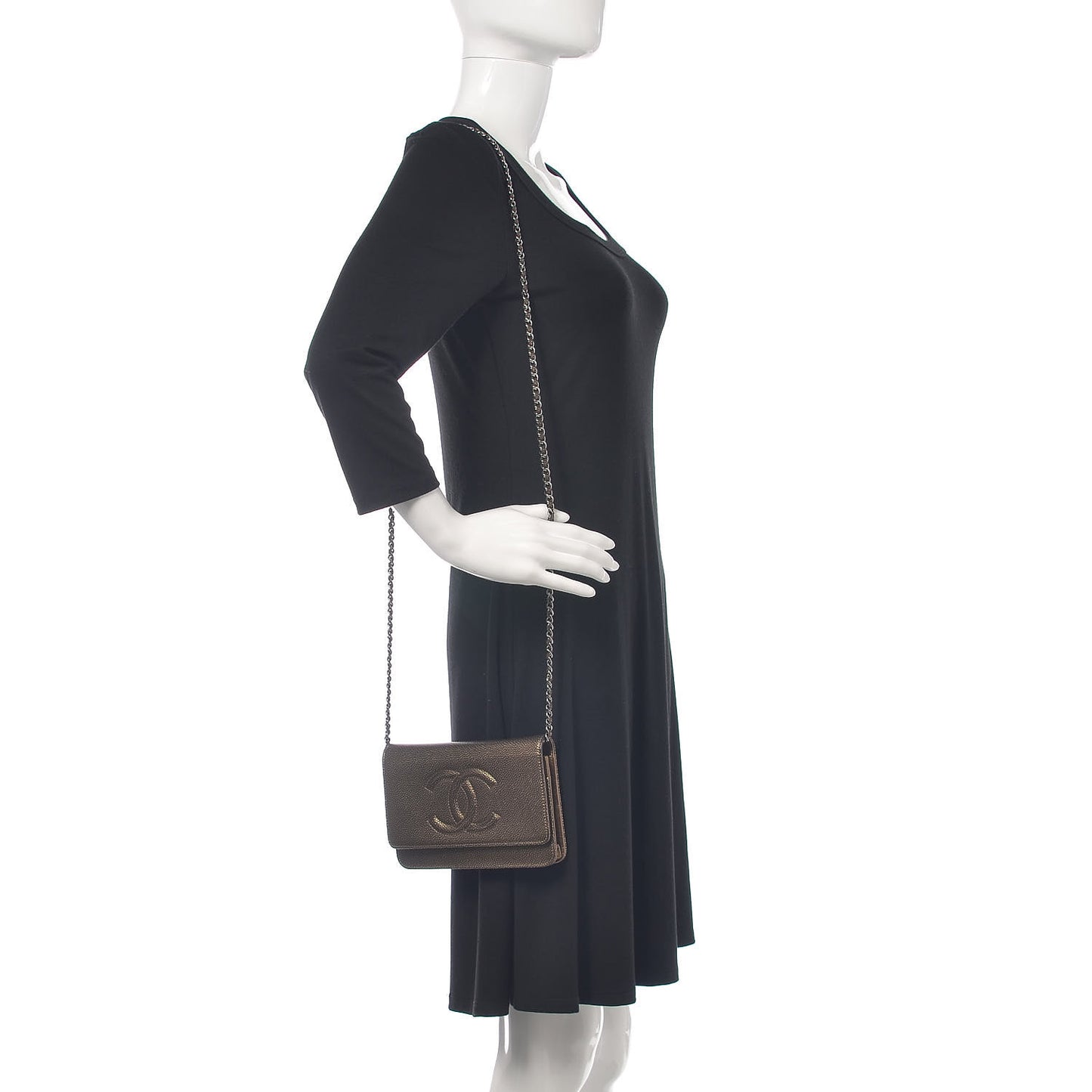 Metallic Caviar Timeless CC Wallet On Chain WOC Bronze
