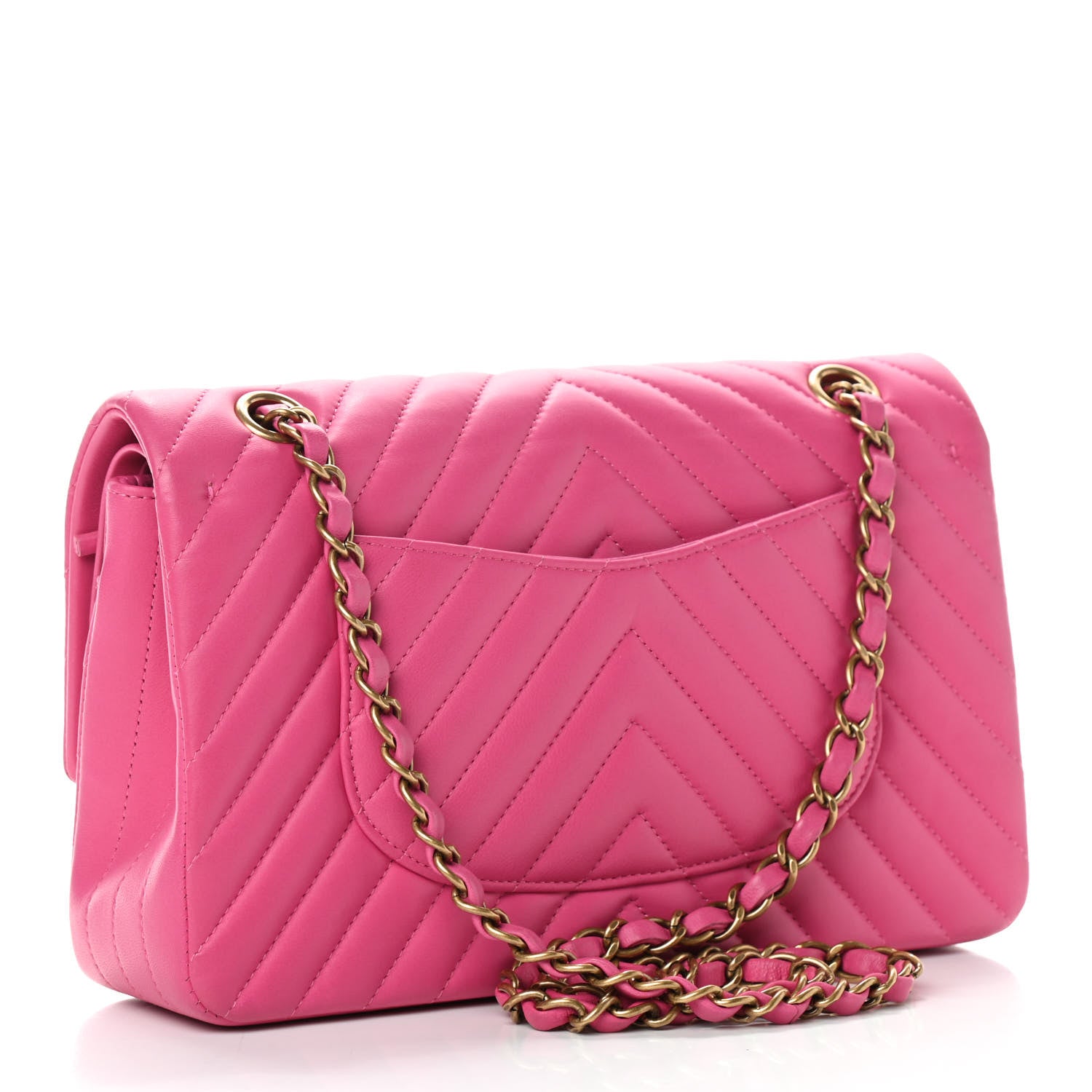Chanel Lambskin Chevron Quilted Medium Double Flap Pink 2 of 8