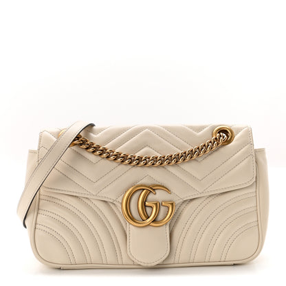 Gucci Calfskin Matelasse Small GG Marmont Shoulder Bag White 1 of 10