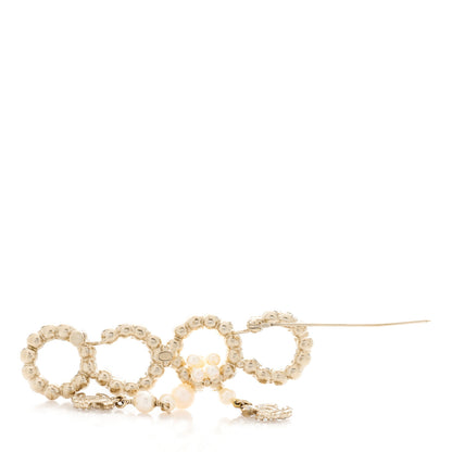 Chanel Pearl Crystal Coco Dangling Brooch Gold 2 of 3